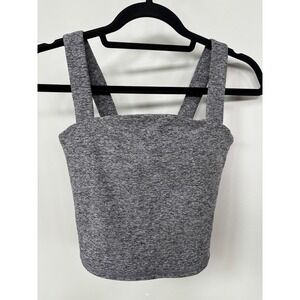Vuori Topspin Tank Charcoal Heather Grey Square Neck Built-in Bra VW1080 Small